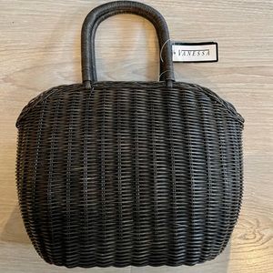 Straw Top Handle, Hard Case Purse
